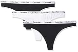 Calvin Klein Damen 3er-Pack Strings Thong 3PK mit Stretch und Spitze, Black/White/Black, S