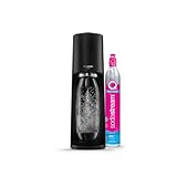 SodaStream Wassersprudler TERRA Standard mit 1x Quick-Connect CO2-Zylinder und 1x 1L spülmaschinenfeste Kunststoff-Flasche, Höhe: 44cm, Farbe: Schwarz
