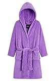 CityComfort Bademantel Kinder, Fleece Morgenmantel Teenager Mädchen für Schwimmbad Sauna Pool, Flauschig Hausanzug Rosa Lila, Geschenke für Kinder (Lila, 13/14 Jahre)