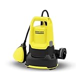 Kärcher SP 9.000 Flat flachsaugende Tauchpumpe, Fördermenge: 9.000 l/h, Eintauchtiefe: max. 7 m, für Schmutzwasser mit Partikeln bis zu einer Größe von 5 mm, Restwasserhöhe: 1 mm, Druck: 0,6 bar
