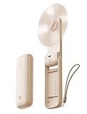 Aecooly Schlank Handventilator, Dünner Mini Ventilator, kleiner USB-Akku-Ventilator [Bis zu 24 Stunden Kühlzeit], aufladbar tragbarer Taschenventilator für Reisen, Sommer, Geschenke für Frauen -Beige