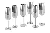 Echtwerk Sektglas, Champagnerglas, Sektkelche aus Edelstahl, Unzerbrechliche Gläser, Partygläser für Hochzeit/ Geburtstag/ Picknick, Geschenkset, 6-tlg, 250 ml, Silber-Edition