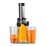 AOBOSI Entsafter,Mini slow juicer mit Rückwärts-Kau-Funktion-saftpresse elektrisch mit Bürste und 2 Tassen- Multifunktions obstpresse-elektrische Fruchtpresse (Orange, 45MM)