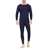 KONG JIMFAN Herren Thermounterwäsche Set,Warm Funktionswäsche Skiunterwäsche Flexibel Thermounterhemd Thermounterhose Winter Unterwäsche für Männer Tops and Hosen（Navy,M）