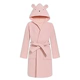WYTbaby Bademantel Kinder 100% Baumwolle Weich Flauschiges Frottee Kinder Morgenmantel Mit Kapuze für Jungen und Mädchen 3-5 Jahre