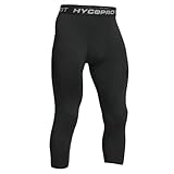 HYCOPROT Herren 3/4 Kompressionshose Schnelltrocknende Laufhose Tights Sport Leggings Atmungsaktiv Funktionsunterhose Tight Hose für Basketball Fitness Joggen (Black, L)