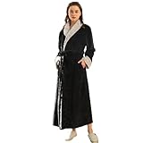 Damen-Fleece-Bademäntel, lang, Winter, warm, weich, Plüsch-Bademäntel für Damen, bequem, Hausmantel, Hausmantel, 3 x, Schwarz , XL