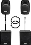 Pronomic 215S-212A Aktive PA-Anlage - aktives PA-Set mit 2X 15-Subwoofer und 2X 12-Satelliten - 1000 Watt Gesamtleistung (RMS) - inklusive Distanzrohre und 2,5m-Kabeln