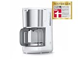 Braun PurShine KF 1500 WH Kaffeemaschine - Filterkaffeemaschine mit Glaskanne für bis zu 10 Tassen, OptiBrew-System, Automatische Abschaltung, 1000 Watt, Weiß, KF1500WH