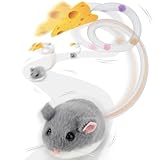 Migipaws Interaktives Katzenspielzeug, elektrisch rollende Migimaus mit wackelndem Schwanz,Intelligenter Sensor, Quietschen, Katzenspielzeug selbstbeschäftigung mit Katzenminze,wiederaufladbar