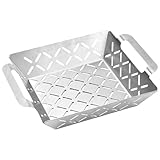 Fisch Grillkorb | Tragbares Edelstahl Schwerlast-Kochgeschirr,Edelstahl Grillpfanne | Für Holzkohle, Elektro, Camping, Garten, Terrasse, Picknick, Mais, Kartoffeln,