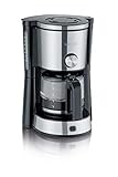 SEVERIN Kaffeemaschine 'TypeSwitch' mit Glaskanne, AromaSwitch zur Wahl zwischen 2 Brühprofilen, Kaffeeautomat für bis zu 10 Tassen, 1.000W, Edelstahl-gebürstet-schwarz, KA 4825
