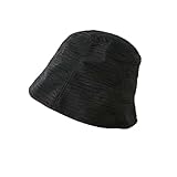 Schwarzer Bucket Hat Damen Tide All-Match Mode Fischerhut Frühling Sommer Sonnenschutz Little Plissee Basin Hat (Color : Nero, Size : One Size)
