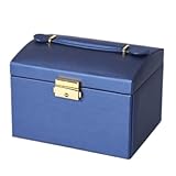 Schmuckkästen Abschließbare Schmuckschatulle, Multifunktionale, Tragbare Aufbewahrungsbox For Halsketten Und Schmuck, Tragbar, Mit Spiegel Schmuckbox(Blue)