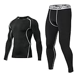 SOOUICKER Thermounterwäsche Herren Motorrad Fussball Lange Unterwäsche Herren Set Funktionsunterwäsche Herren Sport Thermowäsche Herren Ski Trainingsanzug Skiunterwäsche Herren Set