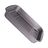 LOORGVEL Rechteckiger Fisch grillrost aus Robustem Metall mit Ablaufrinne Vielseitiges Ofen Grillblech für Schonendes Braten von Meeresfrüchten Leicht und Langlebig für Küche und