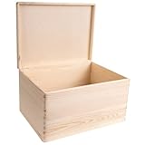 Creative Deco XXL Große Holzkiste mit Deckel | 40x30x24 cm (+/-1cm) | Holztruhe Erinnerungsbox Baby Holzbox mit Deckel Kasten | Weihnachten | Für Dokumente, Spielzeug, Werkzeuge | ROH & UNGESCHLIFFEN