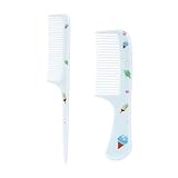 2 Stk Babykamm Set, Blau Niedlich Eiscreme Feinzahn und Rattenschwanzkamm Kunststoff Kleine Babyhaarbürste für Kinder Alle Haartypen