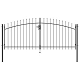vidaXL Doppelflügel Gartentor mit Speerspitzen Doppeltor Zauntor Gartenpforte Tor Hoftor Industrietor Einfahrtstor Doppelflügeltor 300x150cm
