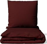 Leonado Vicenti Satin Bettwäsche 135x200 cm Bordeaux | 100% Baumwolle Damast | 4-Jahreszeiten Set mit Kissenbezug 80x80 cm | Premium Qualität | Weich & Hautfreundlich | Mit Reißverschluss