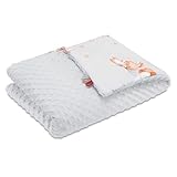 Kinderwagendecke Baby Winterdecke mit Plüschstoff 75x100 cm - Kinderdecke Kuscheldecke Kinderwagen Decke für Kinder Neugeborene Outdoor Babydecke Schmusedecke Kaninchen