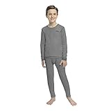 Thermounterwäsche für Jungen (Thermo Lange Unterhosen) Ärmel Shirt & Hose Set Base Layer mit Leggings Hose Ski/Extreme Kälte - Grau - XS