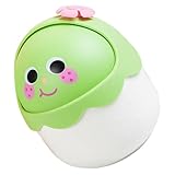 WRITWAA Cartoon Kleiner Desktop Mülleimer mit Klappdeckel Kleiner Weißer Schreibtisch Abfalleimer aus Robustem PP für Büro Kinderzimmer und Home Office