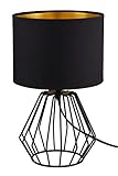 Reality Leuchten RL LIVE YOUR LIGHT Tischleuchte Chuck R50931002, Metall schwarz matt, Stoffschirm schwarz, exklusiv 1x E14
