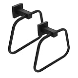 HIAKDOFT 2 Stück Teiliges Handtuchhalter Edelstahl Wandmontierter Handtuchring in Mattschwarz Platzsparender Handtuchhalter für Bad und Küche Langlebig Hohe Tragfähigkeit Modernes Design