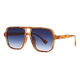WDZAYXC Vintage Oversize Sonnenbrille für Herren Damen – Retro Quadratisches Design Brille mit UV400 Schutz (Tortoise/Blau)
