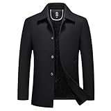 KUDORO Herren Wintermantel Wolle Kurzmantel Herren Wollmantel Winterjacke Slim Fit für Business Freizeit Peacoat Herren Casual(Schwarz,M)