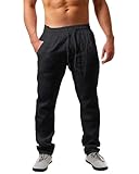 NEMXCE Leinenhose Herren Lang Leichte Sommerhose Herren Loose Fit Freizeithose mit Taschen Kordelzug für Urlaub Strand Yoga Alltag