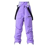 Vhersily 2025 Skihose Herren Wasserdicht Winddicht Abnehmbare Hose Snowboard Schnee Hose Outdoor Bequeme Softshell Trekkingausrüstung für Arbeit, Klettern, Angeln, Motorradreiten, violett, S