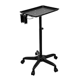 Friseurwagen Friseur Trolley mit Rollen Salon Wagen Tattoo Wagen Arbeitswagen Friseur Wagen Rollwagen Zubehör für Friseursalons, Spas, Höhenverstellbar (Schwarz)