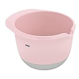 Emsa Prep&Bake Rührschüssel aus Kunststoff, 1,4 Liter, Rutschfester Boden, Ausgießrand, Stapelbar, Rosa, K3241434