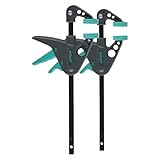 wolfcraft Mini-Einhandzwingen - 3455100 - Zwingen Set zum Fixieren von kleinen Werkstücken - 2 Stück - Anwendung mit nur einer Hand - für Hobby und Bastelprojekte - 30 kg Spannkraft