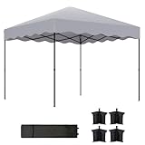 Outsunny Pavillon ca.3x3m, wasserabweisend Stabil Winterfest Pop-up Faltpavillon mit UV Schutz 50+, Faltbar Partyzelt Gartenzelt mit Rolltasche, Gartenpavillon für Camping Garten, Hellgrau
