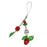 Xanorrg Lebendige Farbe Schöner Schlüsselanhänger Mit Erdbeeren Und Blütenblättern Farbenfrohes Modeaccessoire Tragbar Für Geldbörsen Und Telefone Einzigartiger Schlüsselanhänger Zum Sammeln