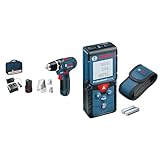 Bosch Professional 12V Akku-Bohrschrauber GSR 12V-15 (2x2.0 Akku, Ladegerät, 39tlg.-Zubehör-Set) & Laser Entfernungsmesser GLM 40 (Flächen-/Volumenberechnung, max. Messbereich 40 m, 2x 1,5-V)