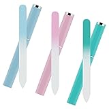 Molain 3 Stück Glas-Nagelfeile, Premium-Glas-Nagelfeile mit Etui, mehrfarbige Kristall-Nagelfeile, professionelles Maniküre-Werkzeug für natürliche Nägel, Geschenk für Frauen und Mädchen