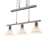 Lindby Hängelampe 3 flammig, höhenverstellbar Esstisch Pendelleuchte Glas Metall Hängeleuchte für Esszimmer Wohnzimmer Balkenpendelleuchte Glasleuchte