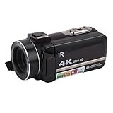 Akozon 4K-Videokamera-Camcorder, 18-facher Digitalzoom, 3-Zoll-Touchscreen, 64 MP UHD-Vlog-Kamera mit Mikrofonstabilisator, Fernbedienung, 32-G-Karte, 2 Batterien für