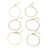 Damen-Armband-Set, 6 mehrschichtige Kettenkombination, modisch, elegante Charms, Brautjungfern, Armbänder für Hochzeit, Einheitsgröße, Zink, Kein Edelstein