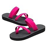 Garneck Damen Flache Zehentrenner Sandalen Rosy Rutschfest Lässige Sommerschuhe Strand Schuhe Komfortable Freizeit Badeschuhe