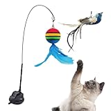Katzenspielzeug für drinnen und draußen, Spielzeug für Katzen mit interaktivem Gehstock – Zubehör mit Saugnapf für Indoor-Spiel und geistige Stimulation