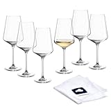 LEONARDO HOME Weißweingläser PUCCINI (6er Set) inkl. Poliertuch • Kratzfeste Weingläser (560 ml) • Spülmaschinenfest & Langlebig • Zeitlose Gläser für Weißwein • Weißwein-Glas Puccini • 040977