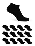 Basic Treasure 12 Paar Schwarze Sneaker Socken 43-46, Baumwolle Sneakersocken, Atmungsaktiv, Kurze Halbsocken Unisex, Schwarze, Weiße oder Graue