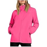 KOG Damen Regenjacke Wasserdicht Windbreaker Dünne Fahrradmantel Sport Jacke Einfarbige Oberteil Wanderjacke Basic Trainingsjacke Oversize Zipper Jacke Frauen Bikerjacke Knalliges Pink L