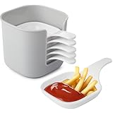 Jogoico Dip SchäLchen 6 Stück Mehrzweck-Dip Schalen Mini Dipschale mit Griff Dip-Schüssel mit Griffen der Dipschale Ketchup Weiß