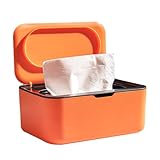 Feuchttücher Box, Nachfüllbare Feuchtes Box Feuchtes Toilettenpapier mit Deckel, Hält Tücher Frisch, Aufbewahrungsbox Feuchttuchspender Spender für Zuhause und Büro, Orange Schwarz